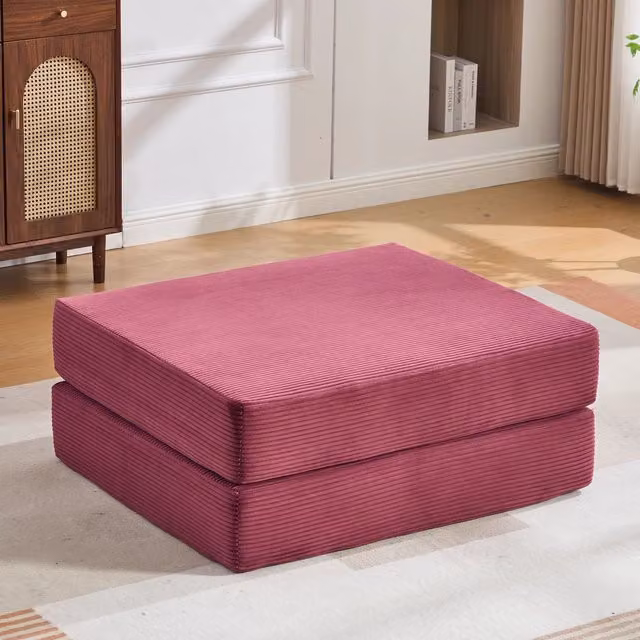 Sedia Pieghevole Imbottita Minimal in Velluto o Corduroy per Adulti, Design Moderno Salvaspazio, Disponibile in Rosso o Rosa