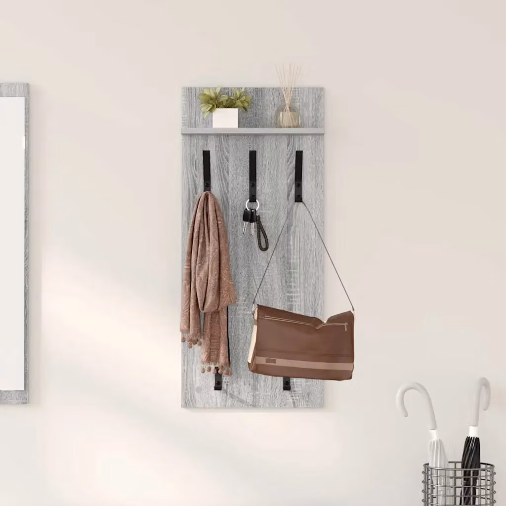 Appendiabiti a muro vidaXL Grigio Sonoma L 40 cm x P 10 cm x H 90 cm