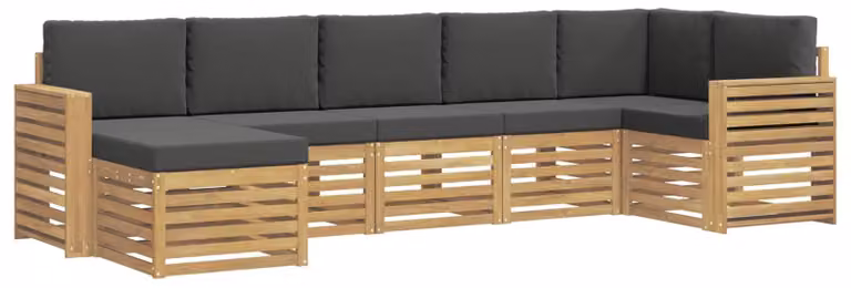 Set di divani da esterno, 7 pezzi, bianco e antracite