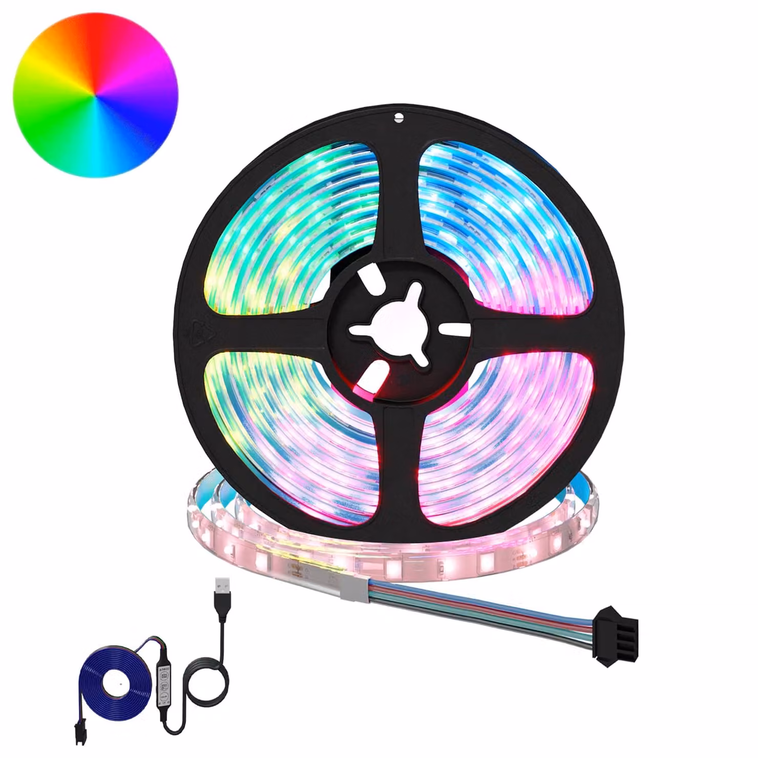 Set di 12 strisce LED RGB vidaXL multicolore con connessione USB in rame e plastica