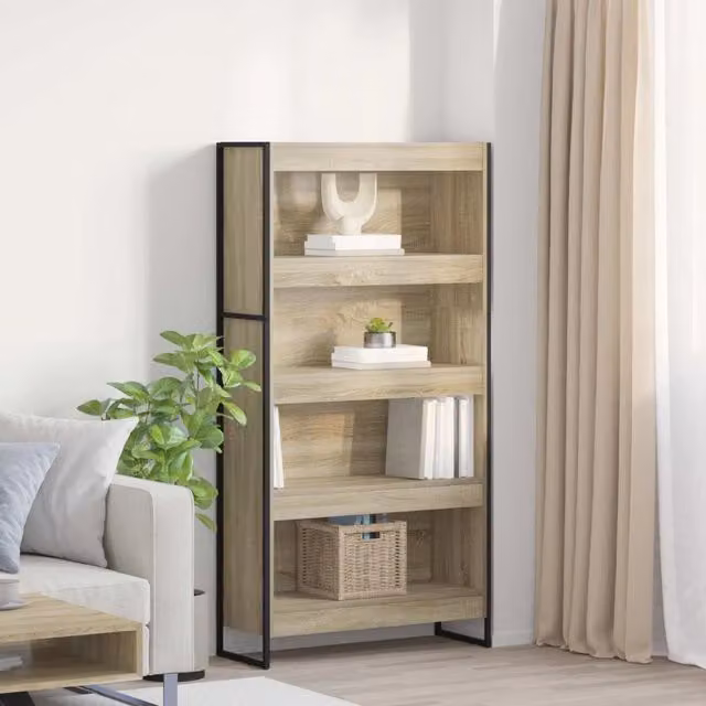 Libreria Industrial vidaXL in Legno e Metallo, Marrone, L 80 x P 30 x H 155 cm