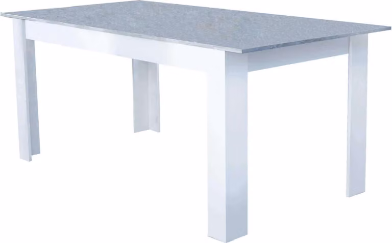 Milani Home - tavolo da pranzo allungabile 160/200 x 90 cm, color cemento e bianco, truciolare bilaminato, per cucina e soggiorno