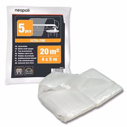 Nespoli Set 5 Teli Protezione Trasparenti 4x5m per Mobili e Pavimenti