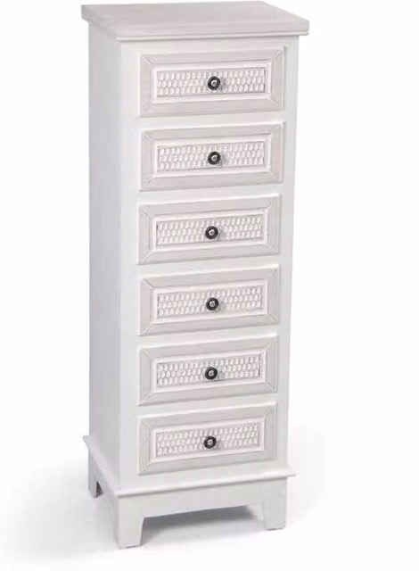 Cassettiera elegante a 6 cassetti bianca L/P/H: 40 x 30 x 112 cm