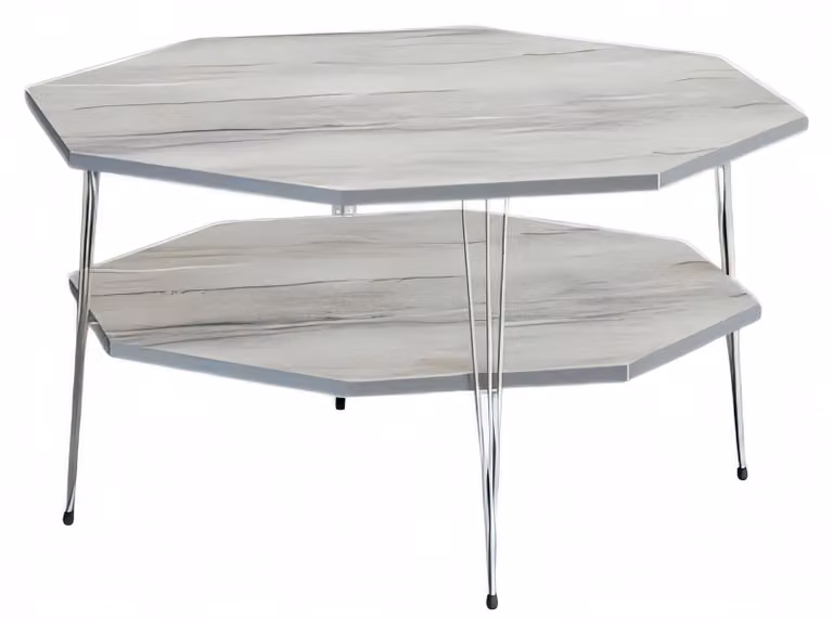 Moderner grauer Couchtisch aus Holz mit elegantem Design