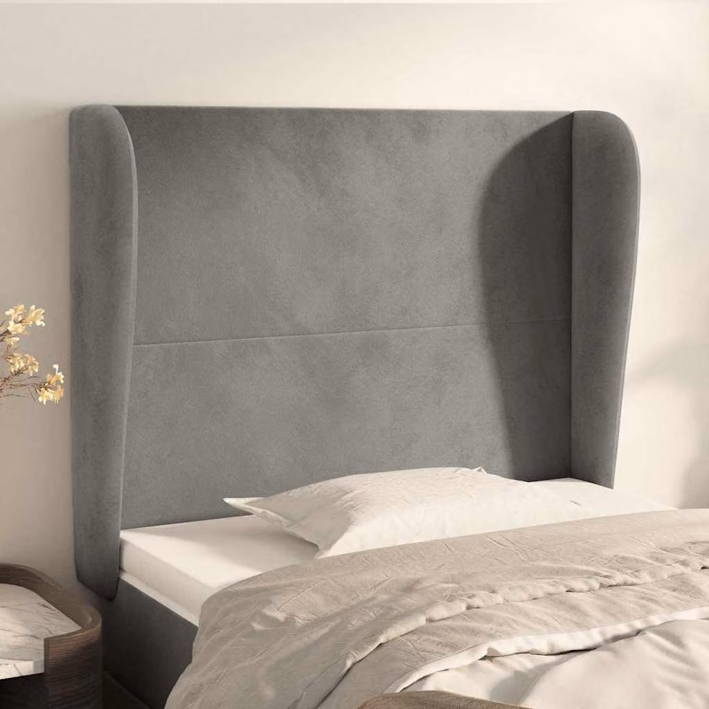 Testiera ad orecchio vidaXL in velluto grigio chiaro L: 103 cm, P: 23 cm, H: 118/128 cm