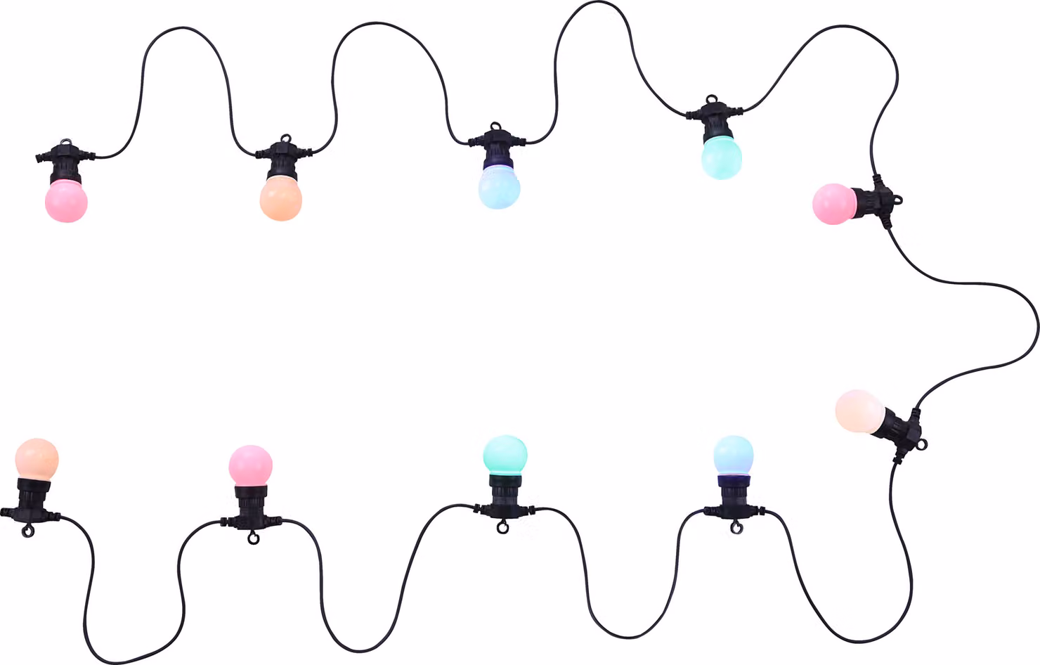 Globo Lighting Luci da fata LED in plastica nera, 10x LED