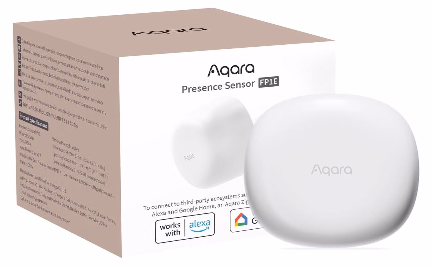 Sensore di presenza Aqara FP1E, Zigbee 3.0, richiede hub Aqara, tecnologia radar a onde millimetriche