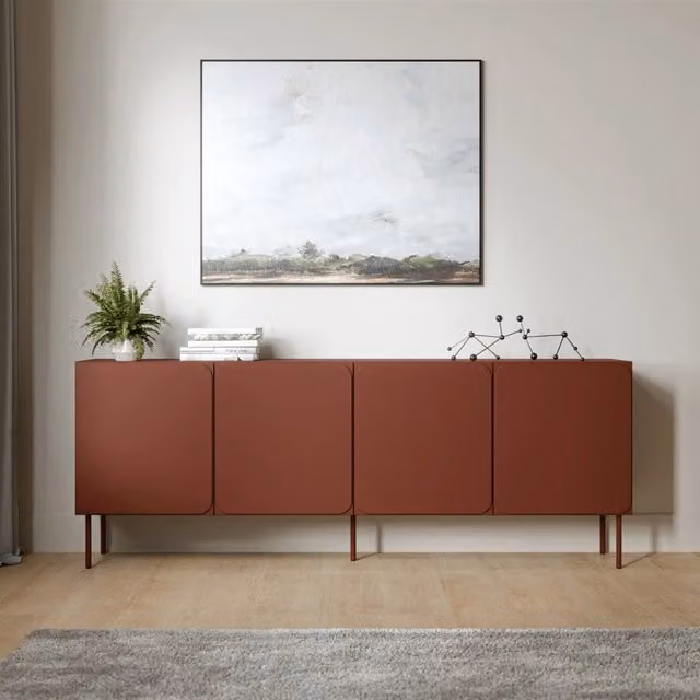 Madia Canino, Credenza 2 Ripiani, 200x42x75h cm Marrone Terracotta