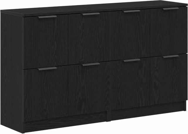 Credenza 2 pz | Madia | Buffet da pranzo | Armadio da pranzo Rovere Nero 60 x 30 x 70 cm Legno multistrato