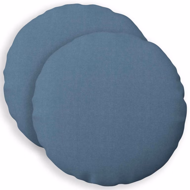 Set di 2 cuscini rotondi vidaXL HEERLEN in tessuto blu jeans con rivestimento lavabile e rimovibile