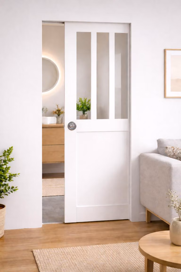Porta scorrevole da officina bianca H204 x L73 cm, incasso Gd Menuserie