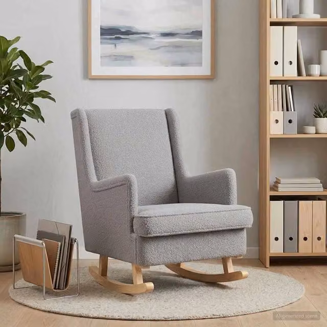 Sedia a dondolo Grigio Chiaro 62 x 80 x 85 cm Bouclé 42029970