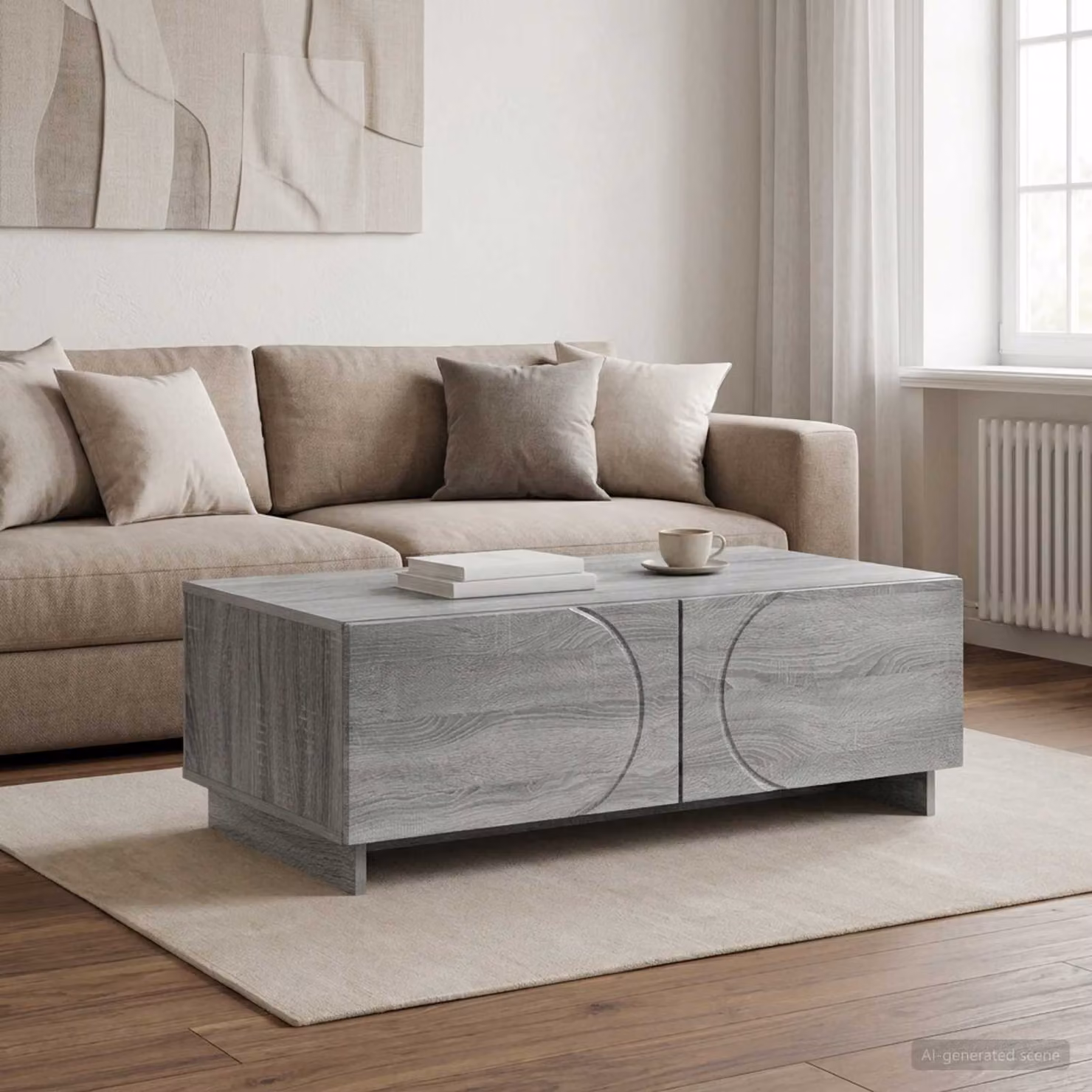 vidaXL Tavolino da salotto moderno in legno Sonoma grigio L 102 cm x P 50,5 cm x H 35 cm