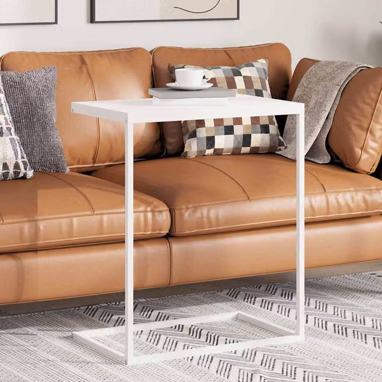 vidaXL Tavolino da Salotto Moderno Bianco L: 55 cm, P: 35 cm, H: 66 cm in Legno e Metallo
