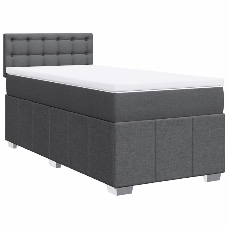 Giroletto a Molle con Materasso Grigio Scuro 80x200 cm Tessuto