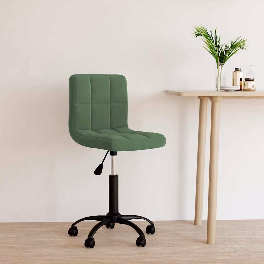 vidaXL Sedia da Ufficio Girevole in Velluto Verde con Base in Metallo
