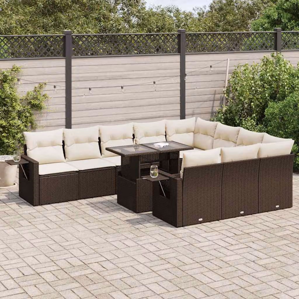 Maison Exclusive - Set Divani da Giardino 11 pz con Cuscini Polyrattan Marrone