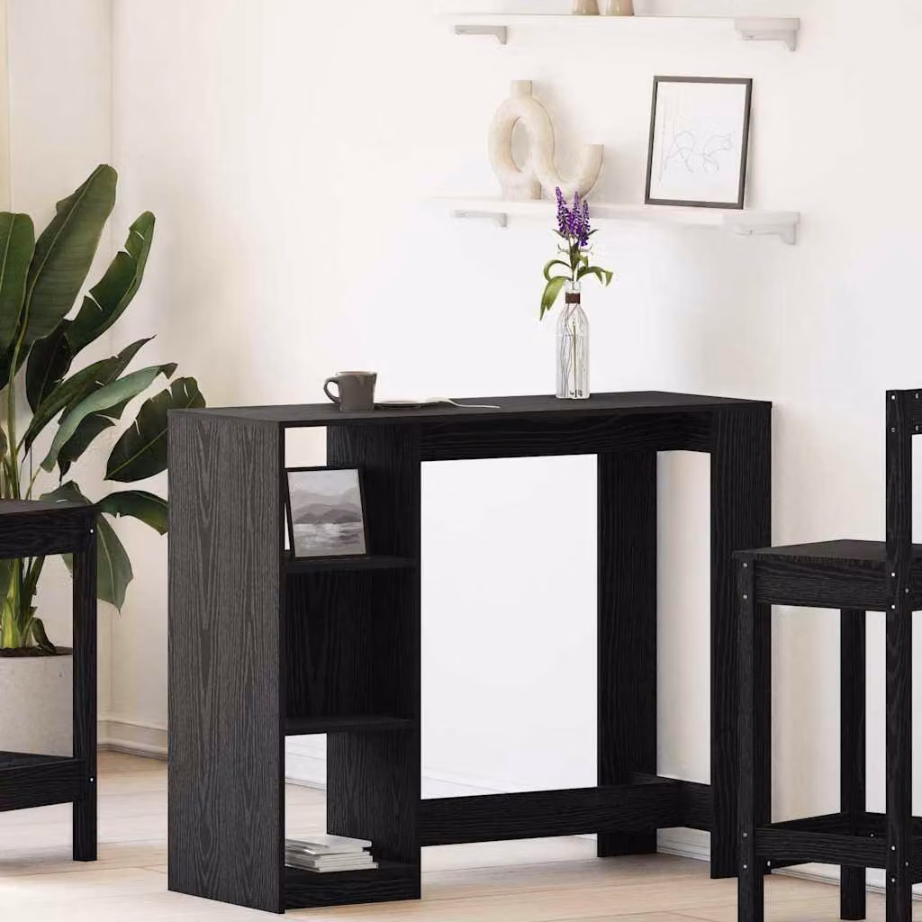 Maison Exclusive - Tavolo da bar, dimensioni 124 x 46 x 103,5 cm, realizzato in materiale composito, finitura nera effetto legno di quercia
