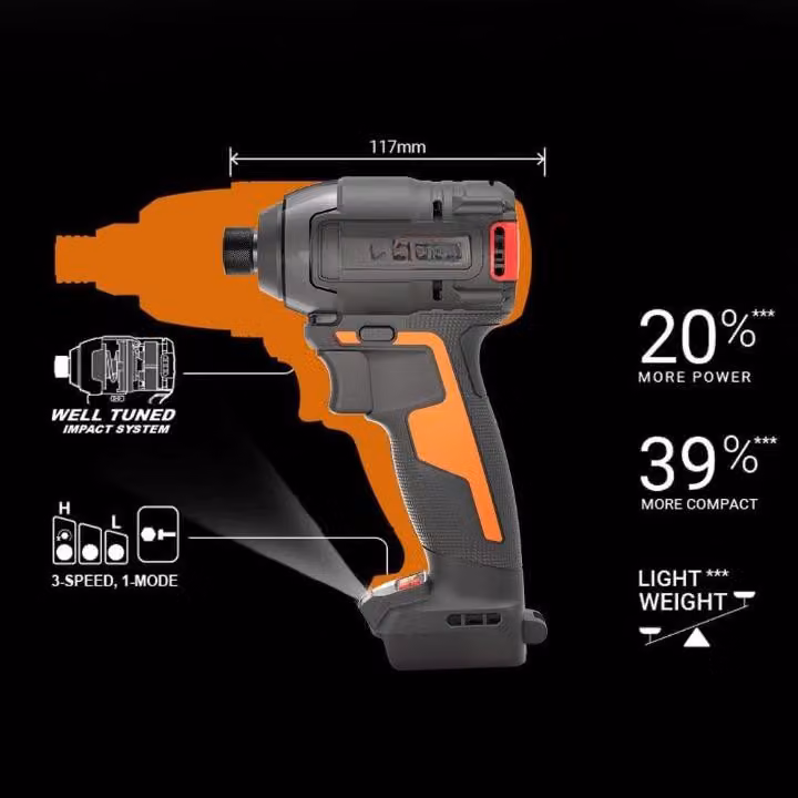 Avvitatore a percussione - Motore brushless - 3 velocità - 200 Nm - Senza batteria e caricabatterie - 20V