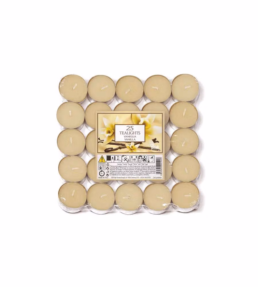 Tealight - Candela profumata vaniglia 25 pezzi per occasioni speciali