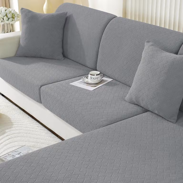 Copertura elastica per cuscini da seduta, effetto stretch, antiscivolo, lavabile, color grigio chiaro, adatta per 1 posto a sedere, 3 posti e divano angolare