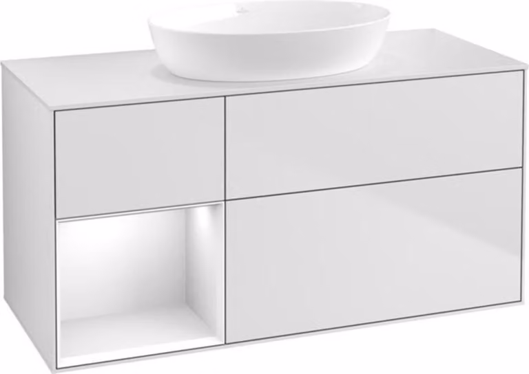 V&B illuminazione a parete del mobile Finion 120cm, Pl w m, Rg glo wh. Lac, wh. m Lac