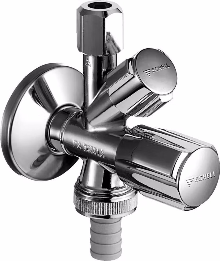 Valvola angolare combinata Schell 1/2" zincata con RV, autosigillante, 1 pz.