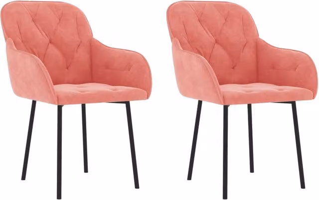 Set di 2 sedie da pranzo moderne in velluto rosa con braccioli per cucina e soggiorno – 1