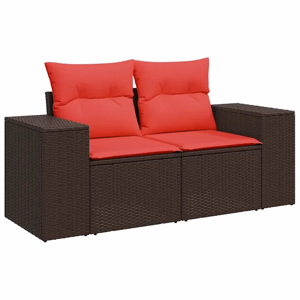 Divano da giardino a 2 posti vidaXL in polyrattan marrone con cuscini rimovibili e tessuto resistente ai raggi UV – 2