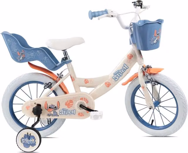 STITCH GIRL 14, adatta ad età tra i 4 e i 6 anni, per altezza tra 100 e 120 cm, con cestino e portabambola