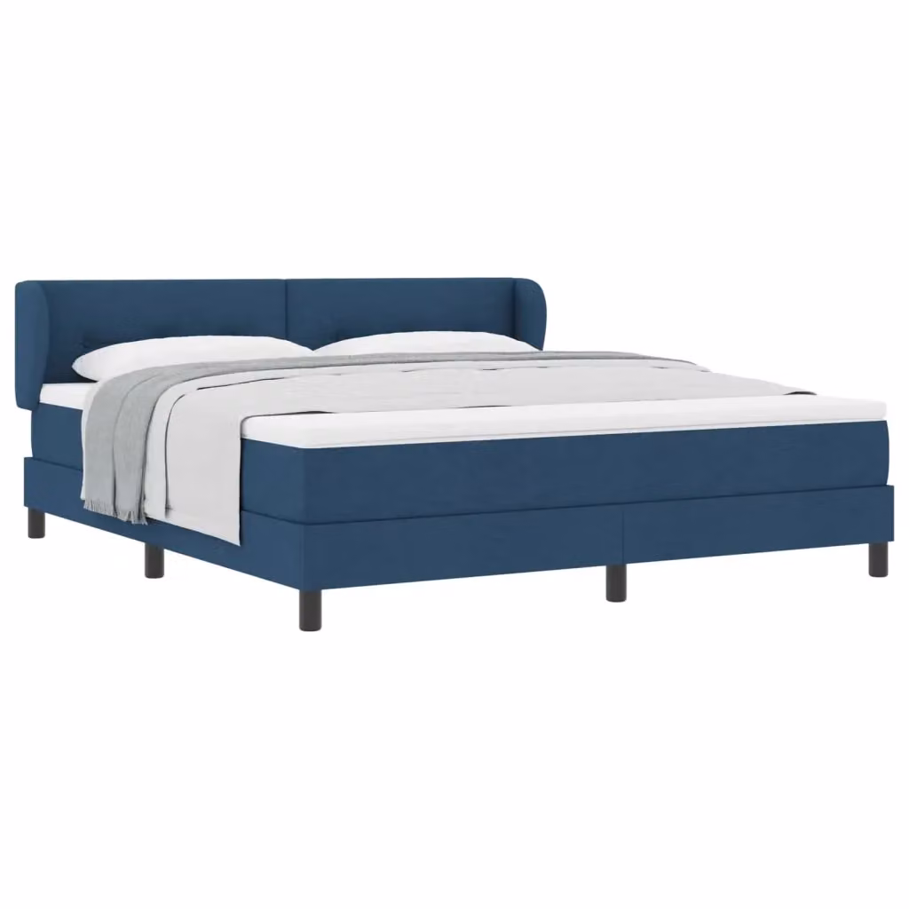 Letto a molle con testiera blu vidaXL in tessuto e legno L: 180 cm, P: 200 cm, H: 183 cm – 2