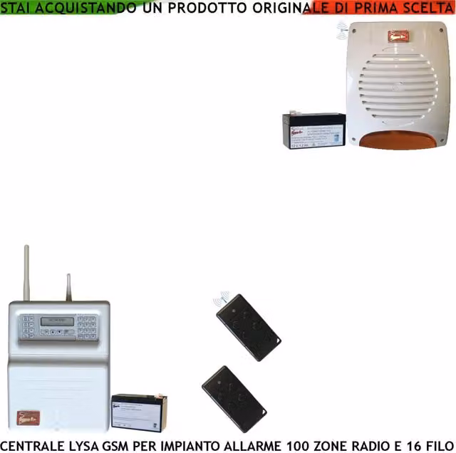 Kit Impianto Antifurto Securvera Lysa evo con Centrale 64 Zone Radio e 16 Filo, GSM, Sirena con Lampeggiante, 2 Radiocomandi Anti-Jamming e Gestione da Remoto, Colore Bianco