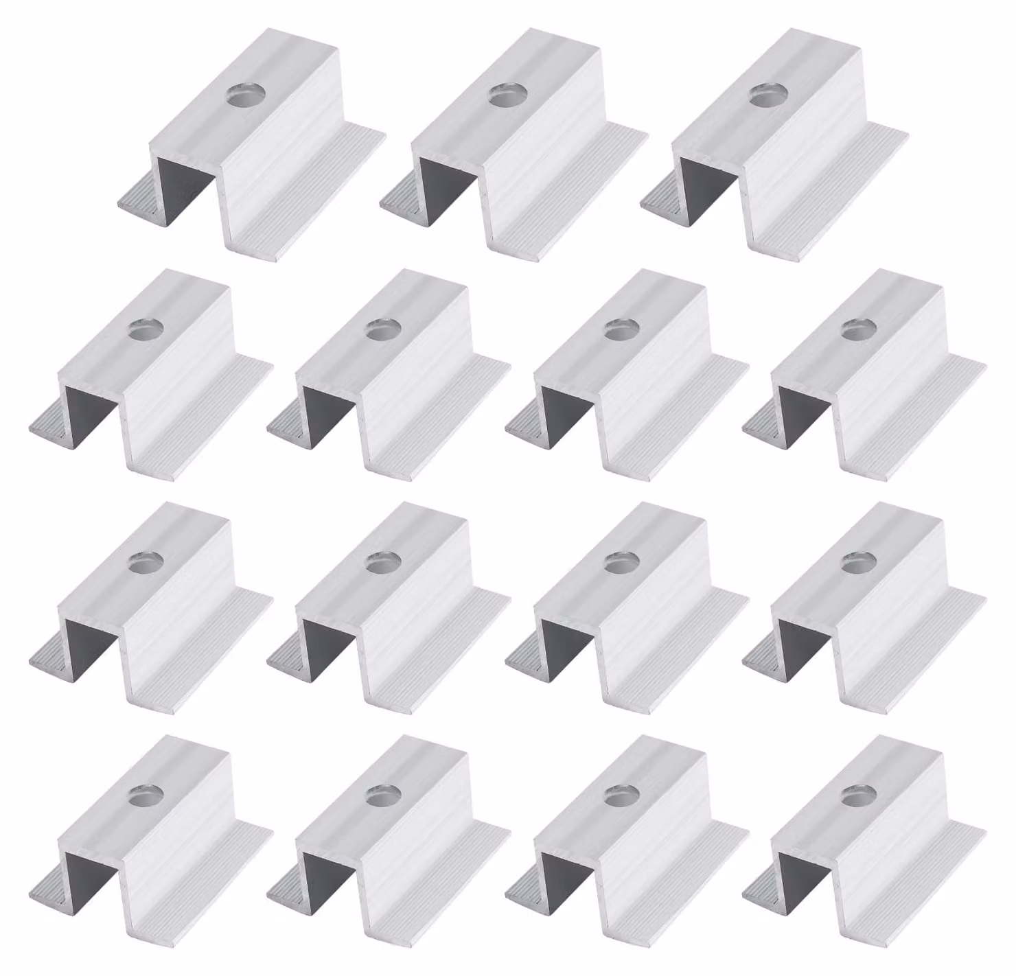 15 morsetti centrali in alluminio per moduli fotovoltaici, altezza 30-50 mm, per profili da 20 mm
