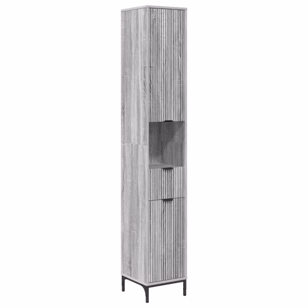 Mobile da Bagno Moderno vidaXL Grigio con Ante e Cassetti L/P/H: 31,5 x 33 x 190 cm – 2