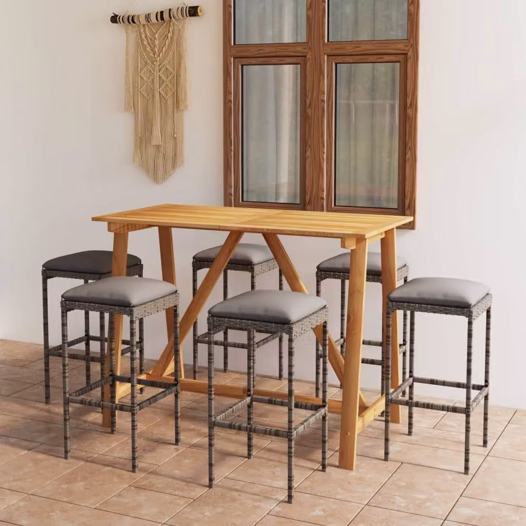 Maison Exclusive - Set da giardino da 7 pezzi con cuscini, grigio