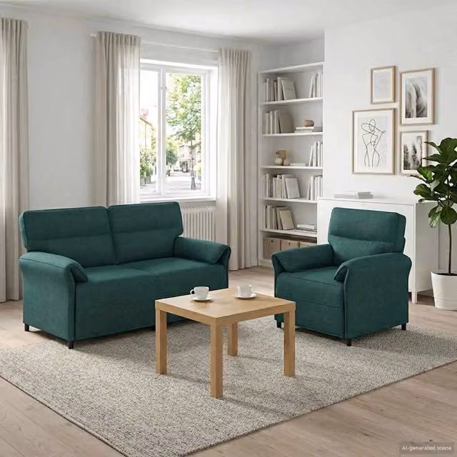 Set di divani 2 pz Verde Scuro Tessuto 3424862