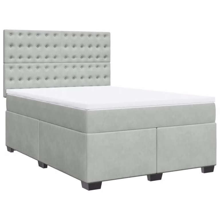Giroletto a Molle con Materasso Grigio Chiaro 140x200cm Velluto