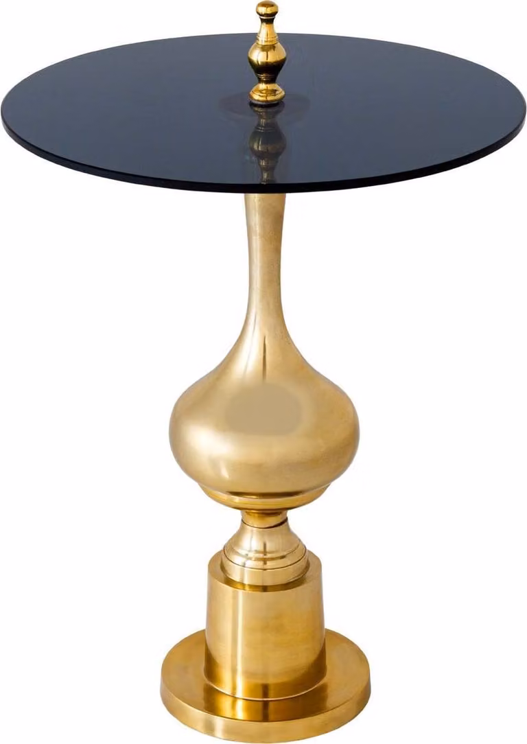 Piastra in vetro da 65 cm, design dorato, tavolo moderno per soggiorno - ACQUISTA ORA