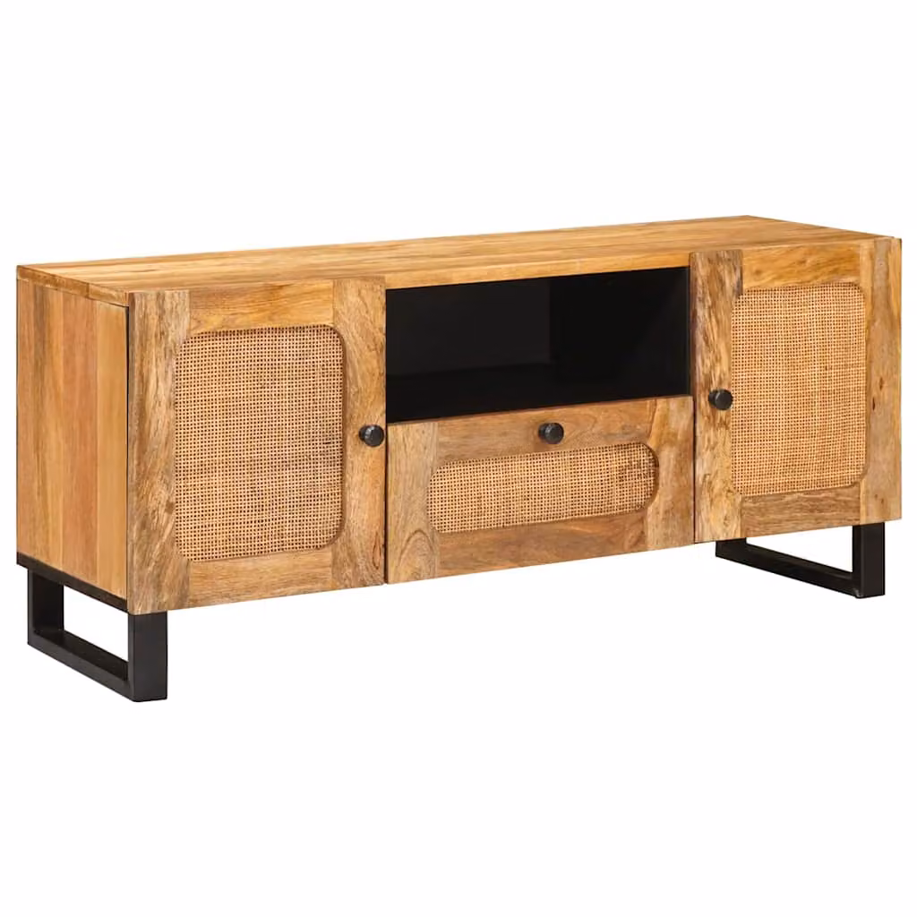 Mobile TV moderno vidaXL in legno di mango massello marrone L 105 cm x P 33 cm x H 46 cm