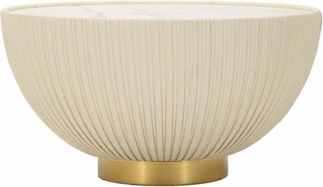 Tavolino da Caffè Elge Ø71x38 cm in Ferro e Ceramica e Poliestere Crema e Oro e Bianco