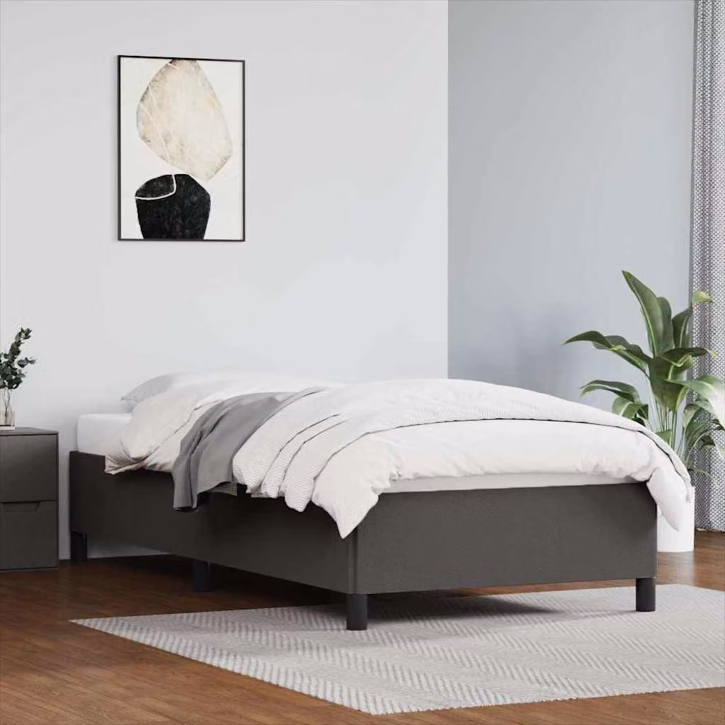 Giroletto vidaXL in similpelle grigio con struttura in legno e doghe, L/P/H: 90 x 190 x 35 cm