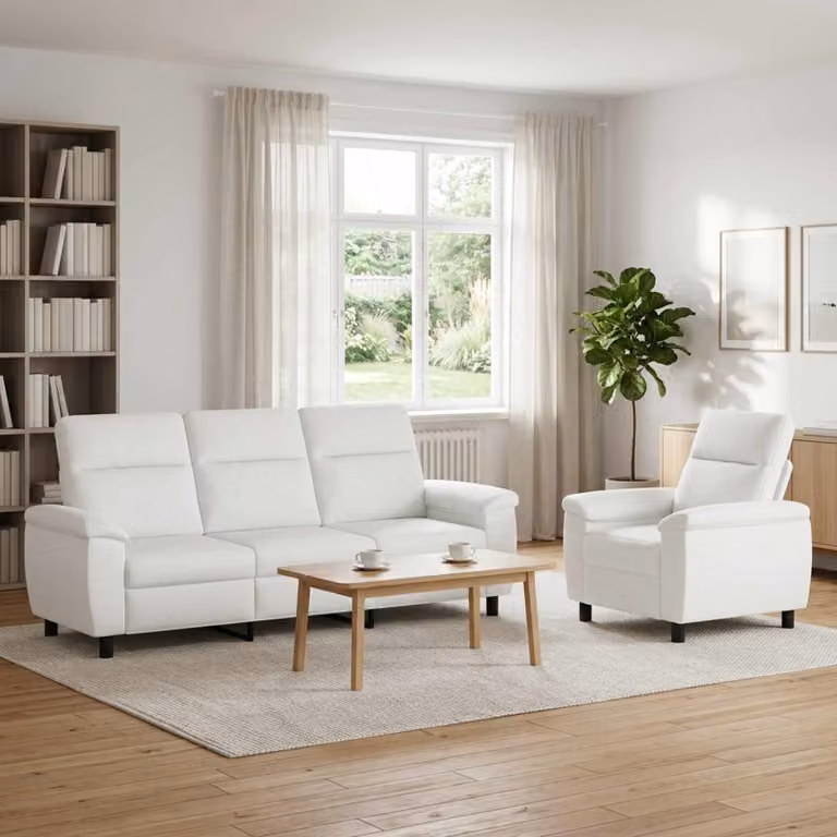 Set di 2 divani moderni vidaXL in tessuto bianco con struttura in metallo per il tuo soggiorno