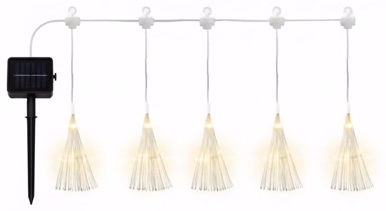 Catena luminosa con 5 sfere decorative, lunghezza 4 metri, 450 LED, alimentazione solare, grado di protezione IP44