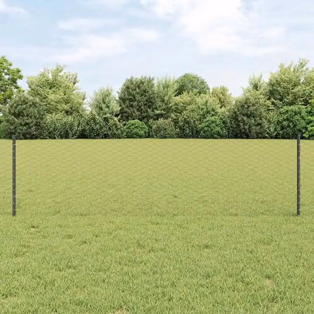 Recinzione esagonale con palo 100 x 0,6 m Grigio Rete 3336923