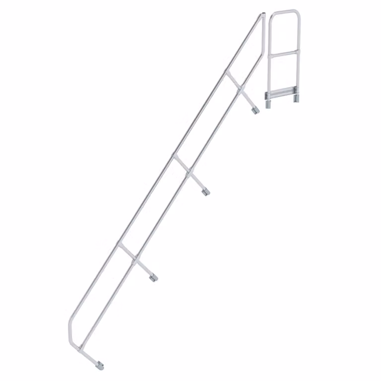 Scala con piattaforma a 45° secondo corrimano per 14 gradini Inclinazione a 45°
