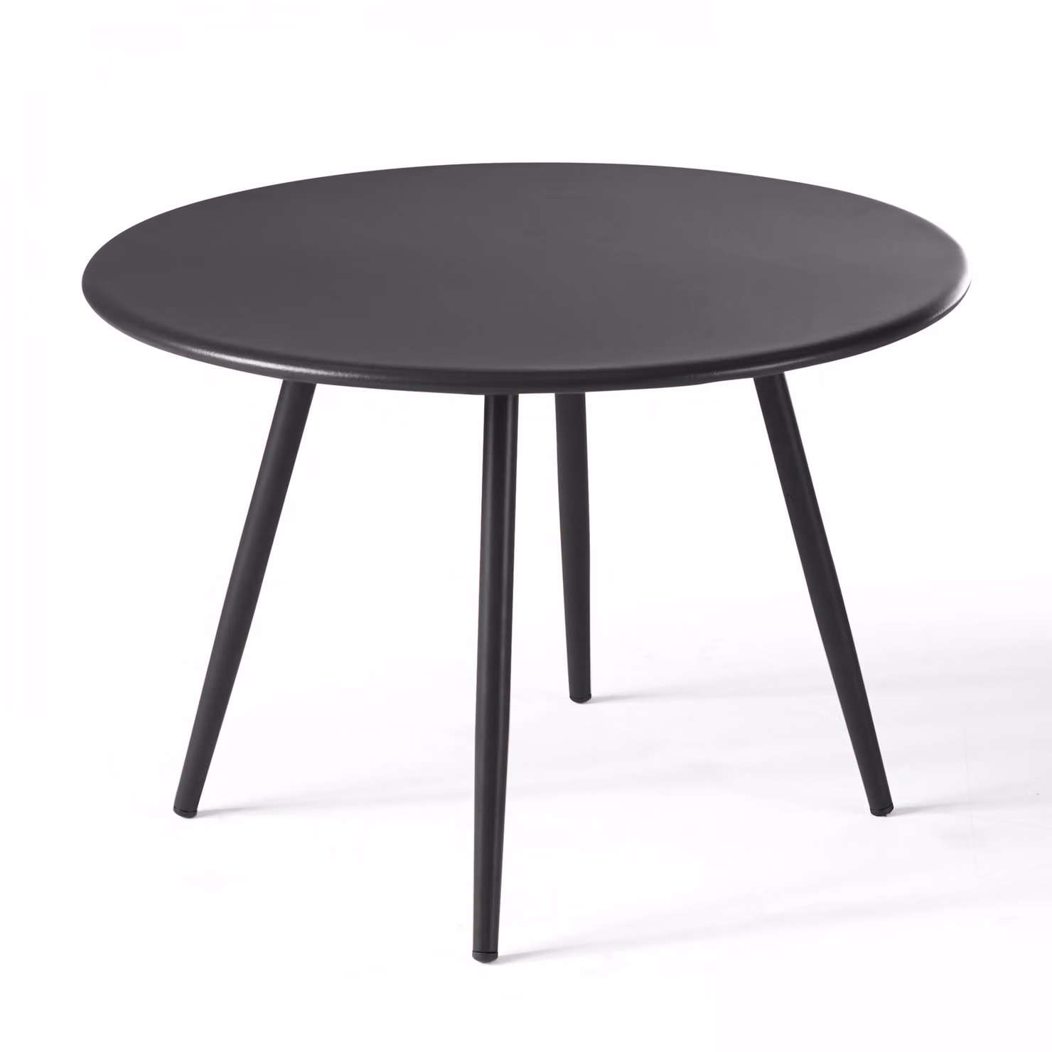 Tavolino da giardino rotondo basso in metallo grigio antracite 40 cm - Oviala Palavas