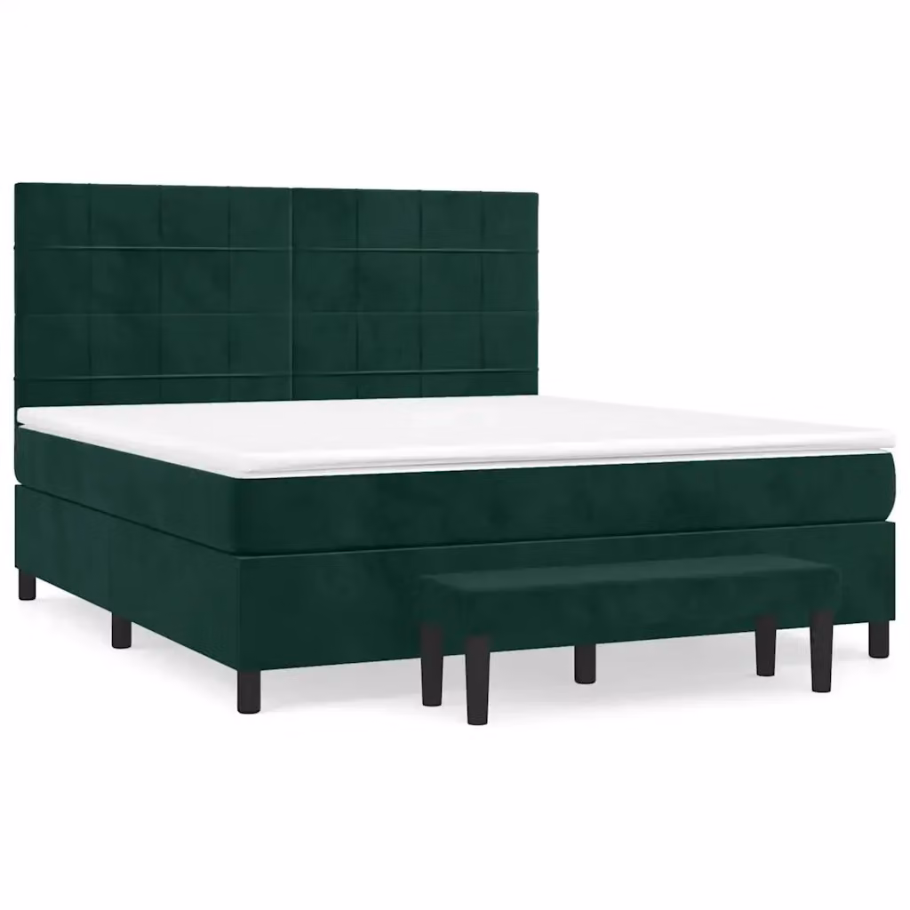 Letto Ibrido vidaXL con Giroletto a Molle e Materasso in Velluto Verde Scuro, L/P/H: 180 x 200 x 128 cm – 2