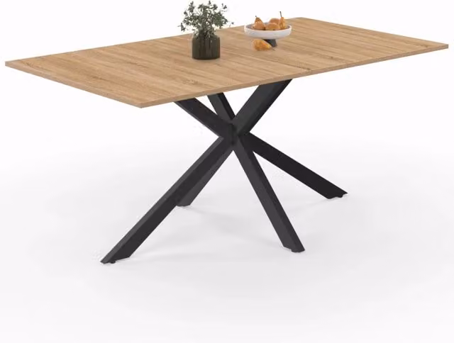 Tavolo da pranzo rettangolare IDMarket ALIX in stile industrial con gambe in legno e metallo nero, ideale per 8 persone – 1