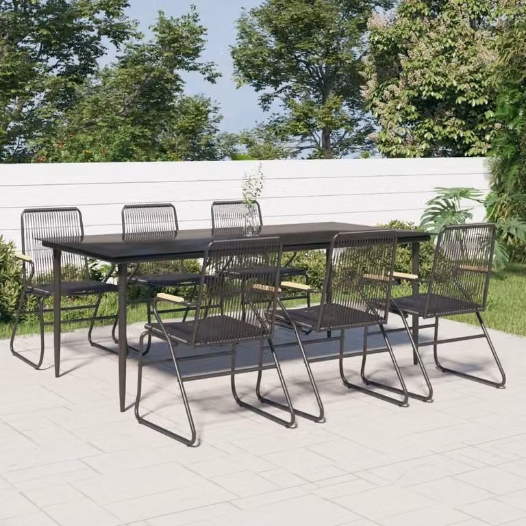 Maison Exclusive - Set da pranzo da giardino 7 pezzi in rattan PVC nero